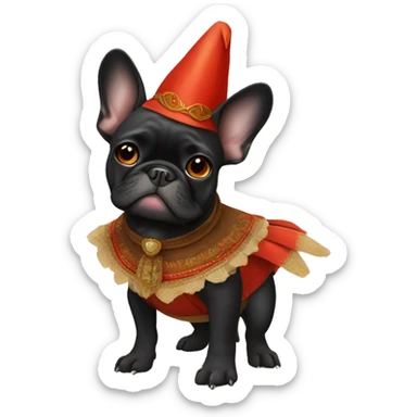 Black French Bulldog in turkey costume sticker
