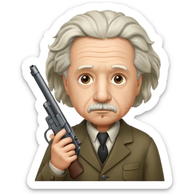 Albert Einstein holding a gun sticker