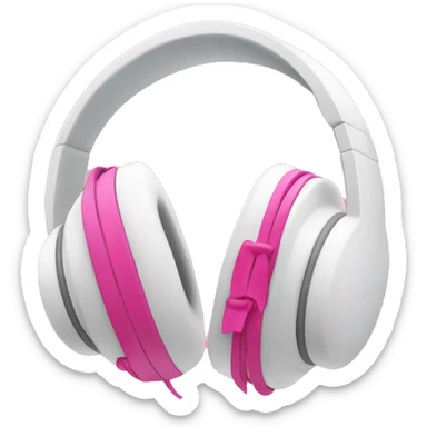 White headphones with pink bows on the sides sticker