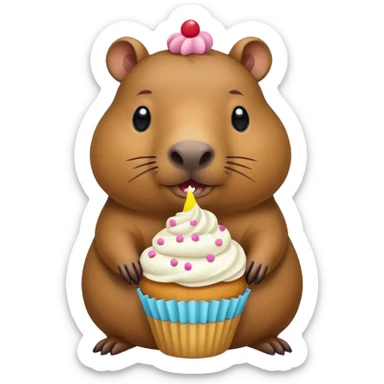 capybara with cupcake sticker