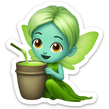 Fairy drinking a matcha sticker