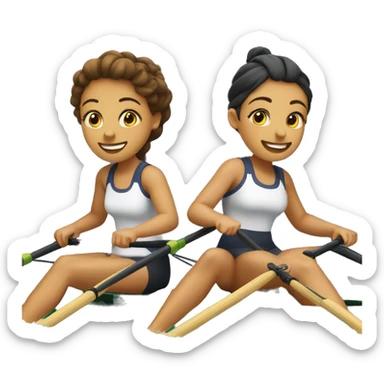 4 girls rowing in a quad  sticker