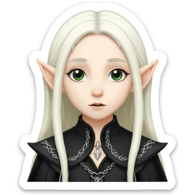 white long hair elf with goth cloth sticker