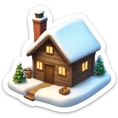 Cozy cottage with snow  sticker
