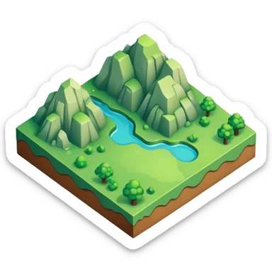 isometric terrain single green tile sticker