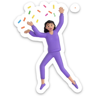 person dancing with confetti, happy Friday vibe sticker