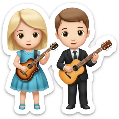 Twin baby’s girl movie star boy guitar rock star sticker