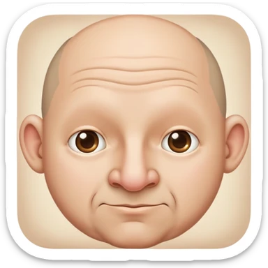 Bald guy with big ears, big nose and a little fatty sticker