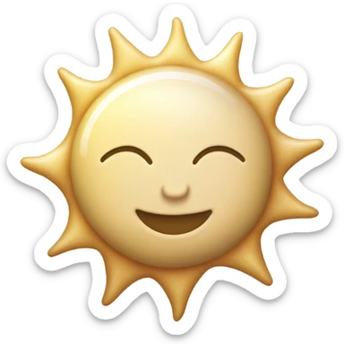 Sparkly glossy beige crescent sun sticker