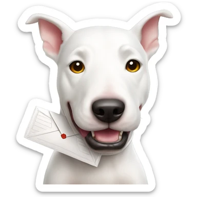 White Bull terrier with mail   sticker