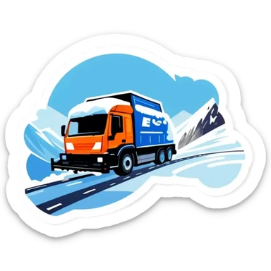 Rennstrecke mit Schnee und Winter sticker