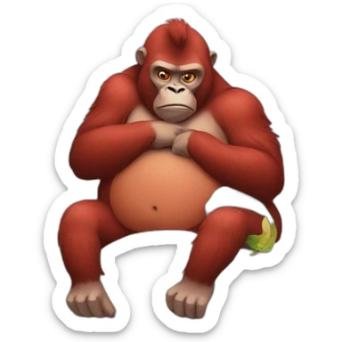 lazy fat red gorilla sticker