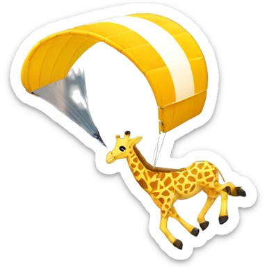 A giraffe paragliding down a mountain  sticker
