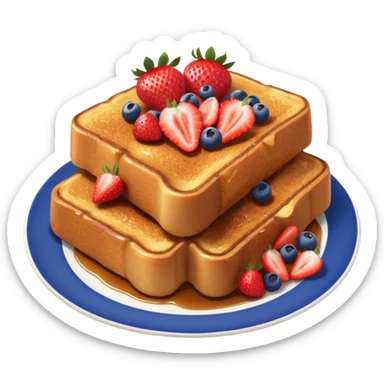 french toast sticks, served with a side of fruit, clean background sticker