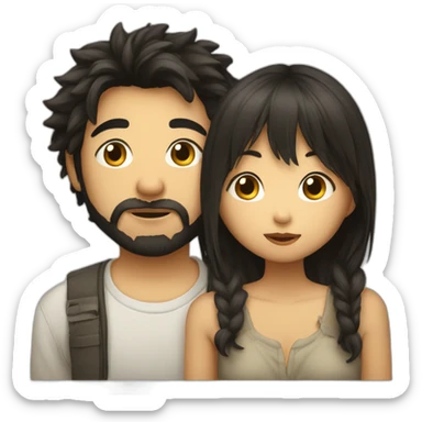 scruffy-boy-and-asian-gilr-kissing sticker