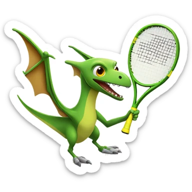 pterodactyl playing tennis sticker