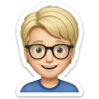 un ragazzo con gli occhiali e capelli in avavnti che fa l'occhiolino ed è felice sticker