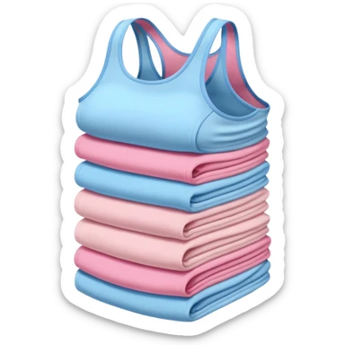 Multiple tank tops, one cream one baby blue one pink sticker