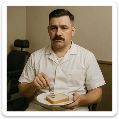 sartarosh xonada shunchaki tarelka v vilka ushlab utirsin tarelkada esa faqat non bulsin kayfiyati xam urtacha bulsin xursan bob ketmasin sticker