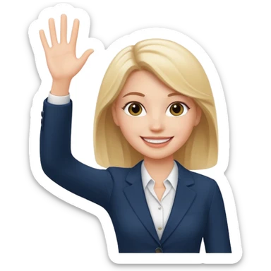 Create Emoji of white girl with bussines outfit is waveing sticker