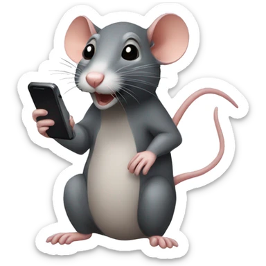 Rat on phone  sticker