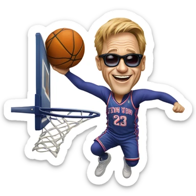 Elton John dunking a basketball sticker