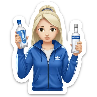Russische frau mit alkohol und adidas anzug und Fäusten  sticker