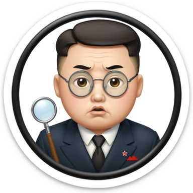 Kim Jong Un from North Korea looking through a monocle with angry expression sticker