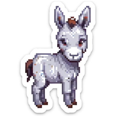 the donkey from Shrek, pixel art style, cute appearance sticker