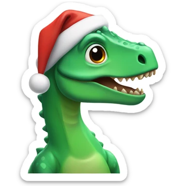Dinosaur with a Santa hat sticker