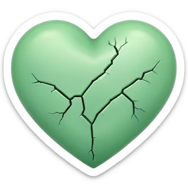 Light green heart with crack down the middle sticker