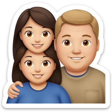 fat brunette white guy with fat brunette asian girl sticker