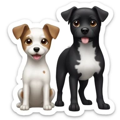 small black dog and small white dog with light brown spots  sticker