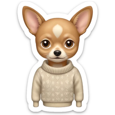 All Tan deer-head chihuahua sitting wearing a sweater sticker