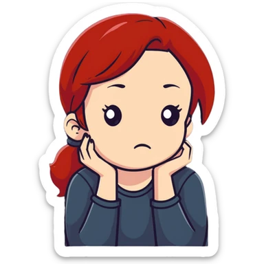 redhead girl sad expression sticker