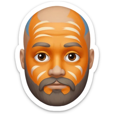 bald bearded man with face paint sticker