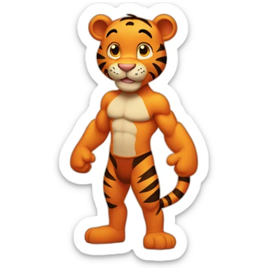 Tigger with a muscle chest and skinny arms sticker