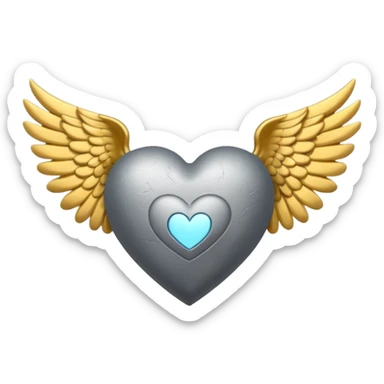 grisgray heart with wings  sticker