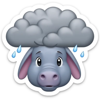 Eeyore under a raining cloud sticker