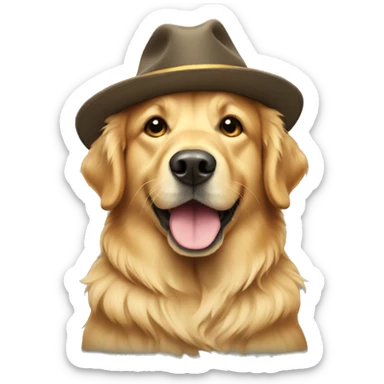Golden retriever in a hat sticker
