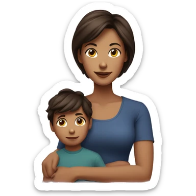Brunette Mom with son sticker