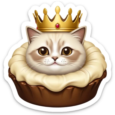 Chat sacré de birmanie avec une couronne dorée sur la tête sticker