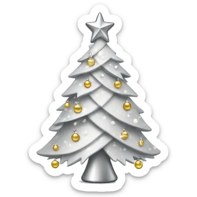 White Silver decorated christmas tree sticker