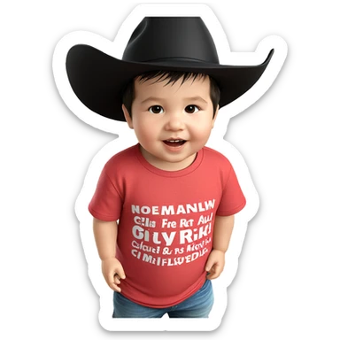 chubby boy in stylish hat sticker