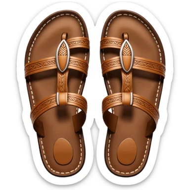 generate an ios genmoji of a kolhapuri chappal (brown) sticker