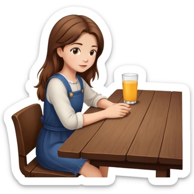 Side view of a girl sitting at a table sticker