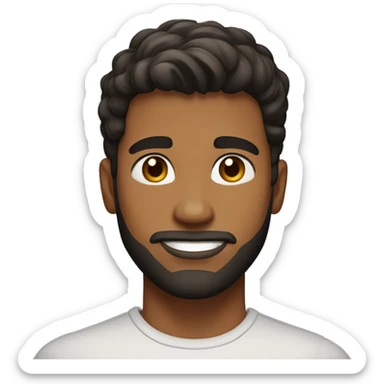 Young man with a warm medium skin tone, thick dark hair with fade on the sides, neatly trimmed beard, and an oval-shaped face.







 sticker