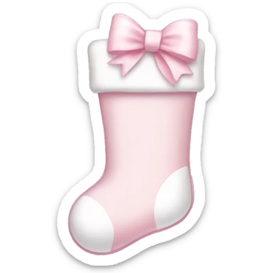pale pink and white stocking with pale pink bow stuffed with gifts sticker