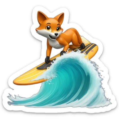 Fox surfing a wave sticker