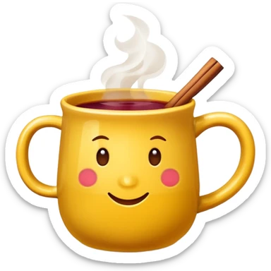 a yellow mug with steaming mulled wine without face

 sticker